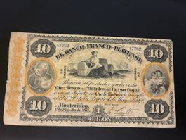 URUGUAY Banknote El Banco Franco Platense 1871, P-S172a, 10 