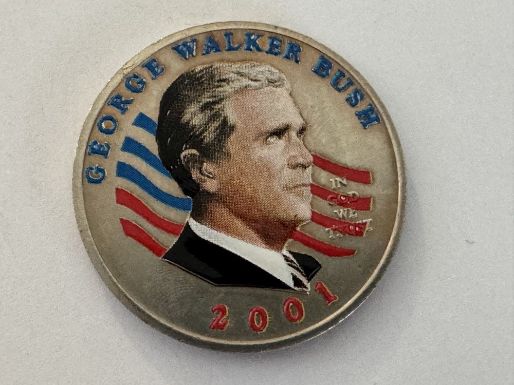 Medaille George Walker Bush 2001 coloriert beidseitig. (Gebraucht) in ...