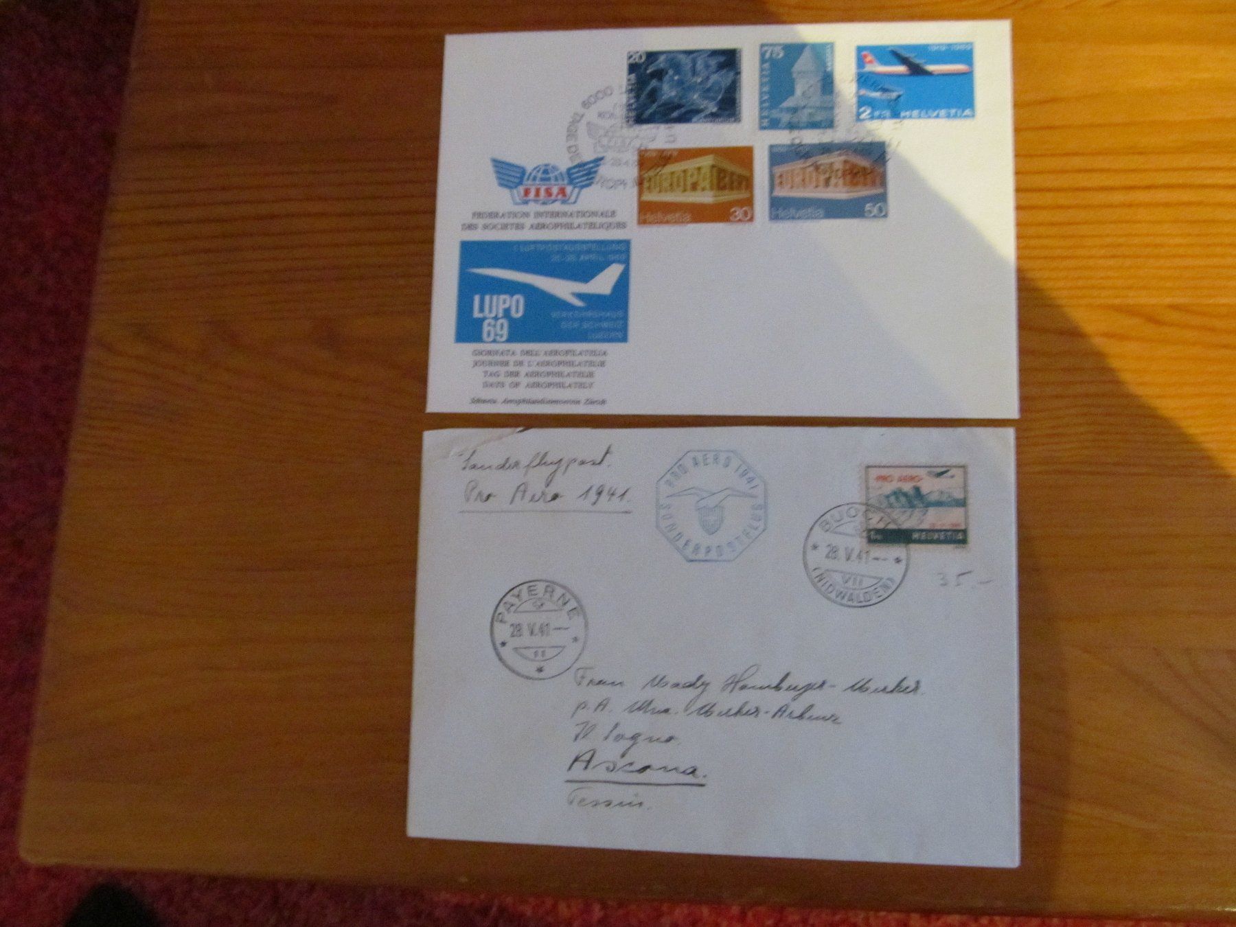 Tous les timbres: 1Lot(2Stck) FLUGPOST ab 1941 n.Ascona – D'occasion à Emmenbrücke par Luzern1947