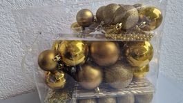 Lot von Weihnachtsbaum-Schmuck goldfarbig NEU