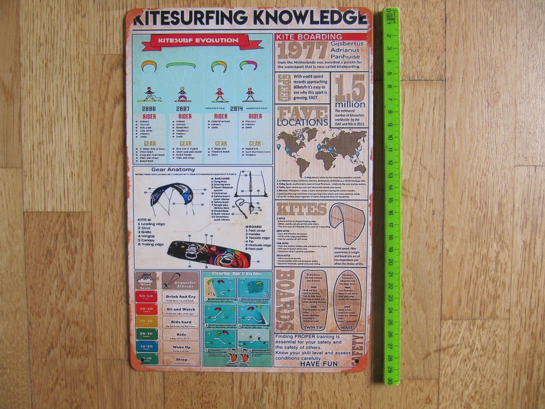 Insegne: Blechschild Kitesurfing Knowledge Retro Sammlerschild – Nuovo (secondo la descrizione) da Würenlos venduto da AustralisZ