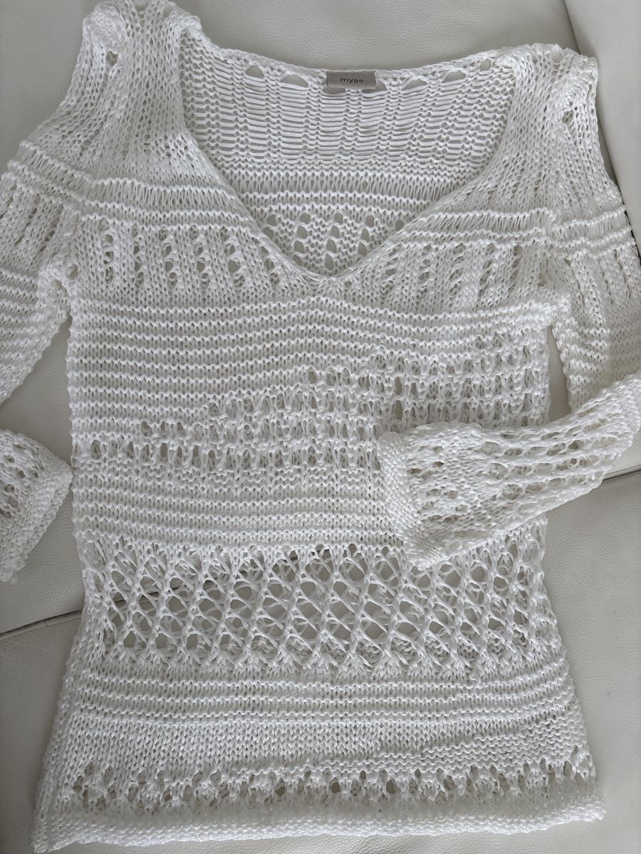 Maglioni & Felpe: MyAe Sommer-Strickpullover, weiss, Gr.S – Usato da langenthal venduto da rundholz7 5