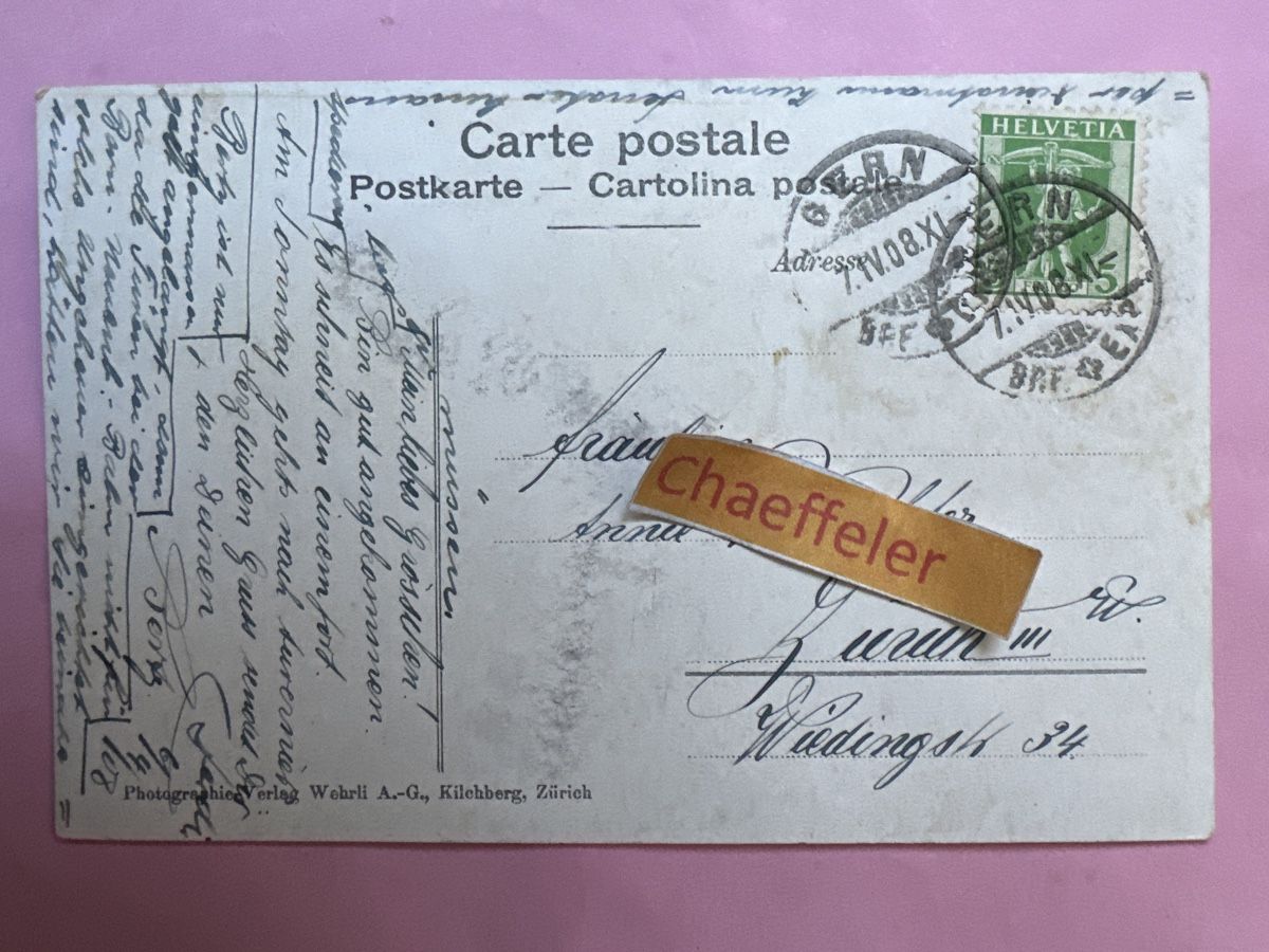 Cartoline postali: 1908  9304 BernerOberland. Bueb und Meidschi – Usato da Zürich venduto da Chaeffeler 1