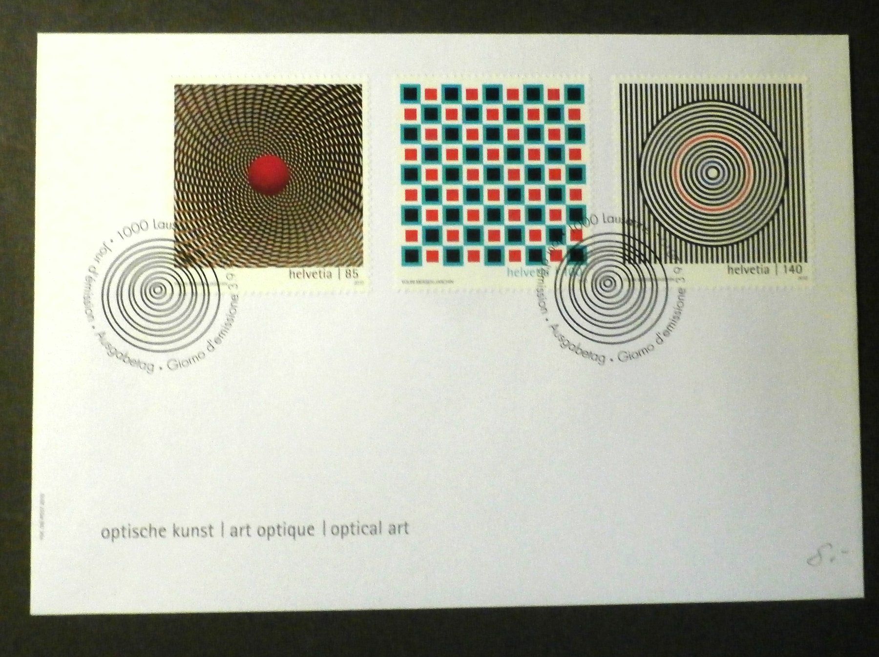 Tous les timbres: CH ERsttagsbrief Optische Kunst – D'occasion à Kehrsatz par Bernherb2 1