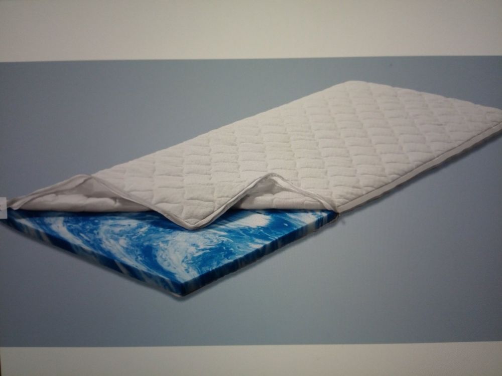 Zinus Topper 160 x 200 cm, matrashoogte 3,8 cm, koelgelmatras van traagschuim, topper, blauw
