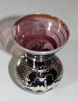 Weinrote Muranovase mit Silberauflage