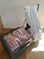 Puppenbett mit Zubehoer dunkelgrau 60cm L