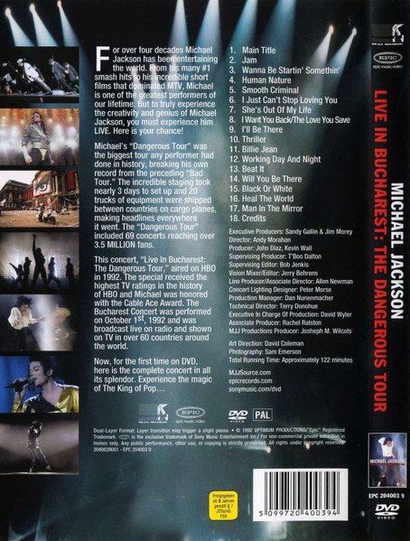 Tutti i DVDs: Jackson Michael: Live in Bucharest - Dangerous Tour DVD – Nuovo e nell'imballaggio originale da Steinhausen venduto da Vilivinili 1