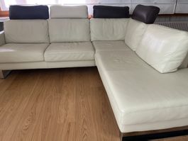 Ecksofa Leder Creme