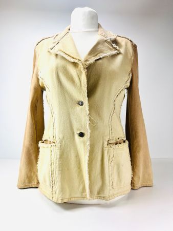 2000er Fransen Look ROBERTO CAVALLI Jacke Beige, Gr. M