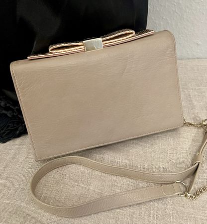 See by Chloé - Sac bandoulière cuir beige avec noeud doré