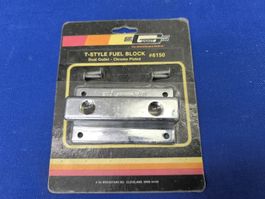 MR GASKET T-Style Fuel Block #6150 Dual Outlet verchromt 