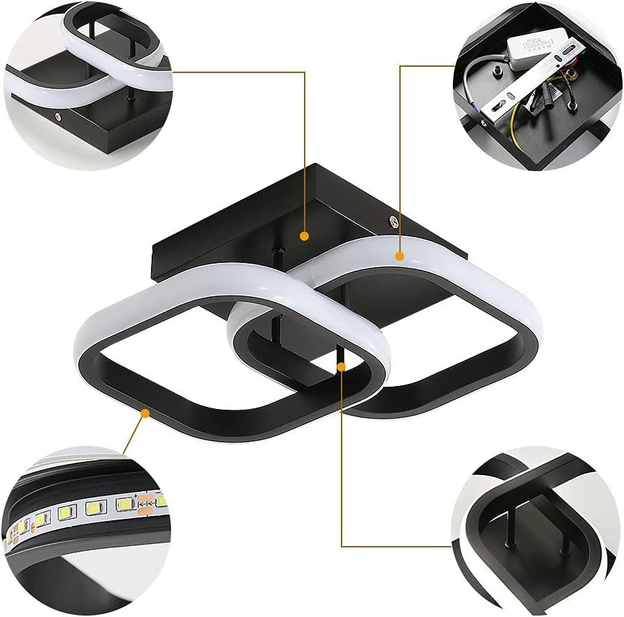 Lampadari & plafoniere: 22W 2 LED Deckenleuchte Quadratisch Schwarz Acryl leichte – Nuovo e nell'imballaggio originale da Zürich venduto da Novamart 5