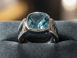 Silberring 925 mit Topas, dezent & ozeanblau - NEU