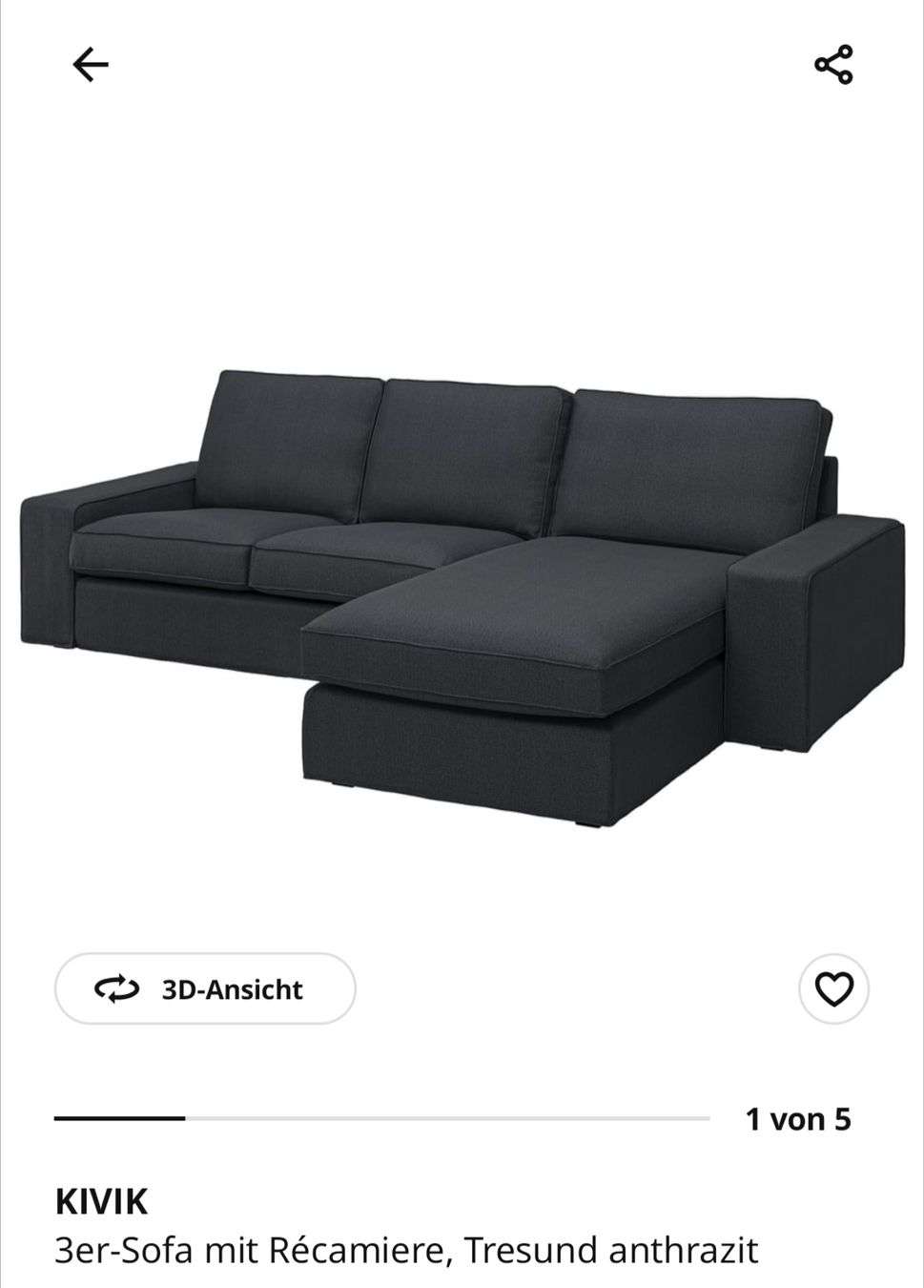Ikea Divani: 3er Sofa KIVIK mit Recarniere, dunkelgrau – Usato da Wangen an der Aare venduto da eggerclaudia 2