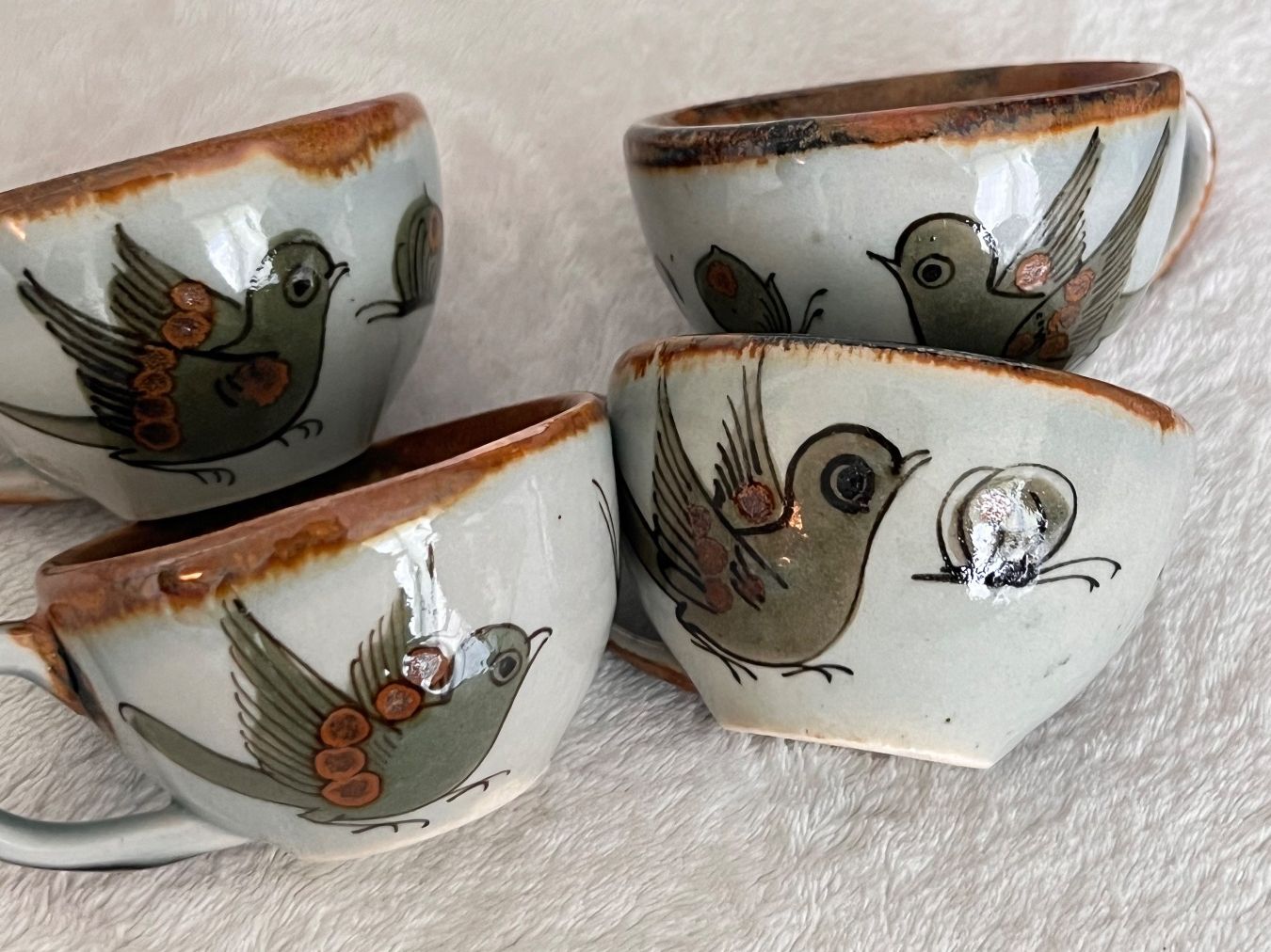 Tazze: Ken Edwards Mexican pottery cups & owl – Usato da Lausanne venduto da NYC67