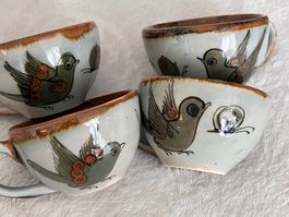 Ken Edwards Mexican pottery cups & owl