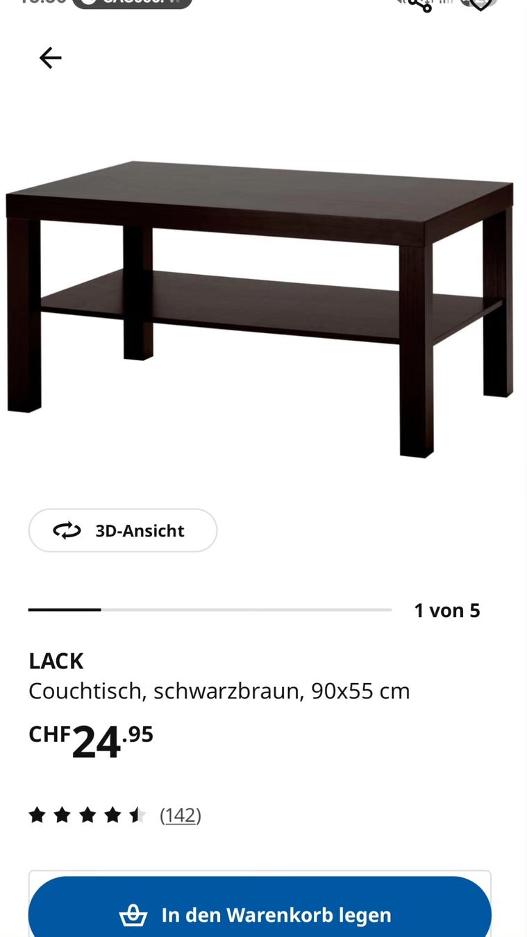 Ikea Tavoli: Ikea Lack Tisch Schwarz – Usato da Emmenbrücke venduto da bianca94 2
