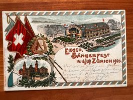 Postkarte Eidg. Sängerfest Zürich 1905 Präge-Litho (P621)