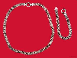 Byzantine Halskette und Armband in Sterling Silber
