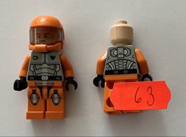 2 Stück LEGO Minifigur Space Port Orange Pilot Selten!