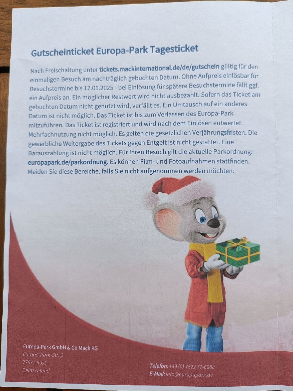 Europa Park Bons: Europa Park Gutschein – Neuf avec emballage d'origine à Bachs par NBAJames 1