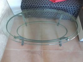 Table basse ovale verre et fer
