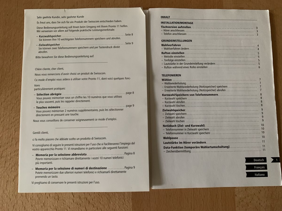 Documenti: PTT TELEFON Pronto Bedienungsanleitung – Usato da Erlenbach ZH venduto da Ritschly 1