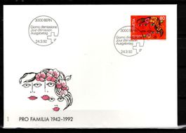 1992 - FDC / Werbemarken - 50 Jahre Pro Familia Schweiz
