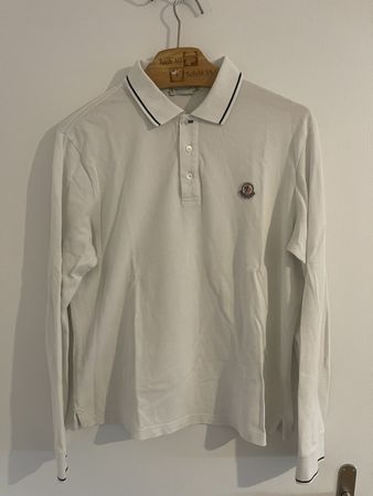 Moncler Polo Shirt XXL fit L , weiss, Langarm, Vintage, y2k