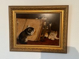Katzenbild von Gabor Kettinger, Oel auf Holz, signiert