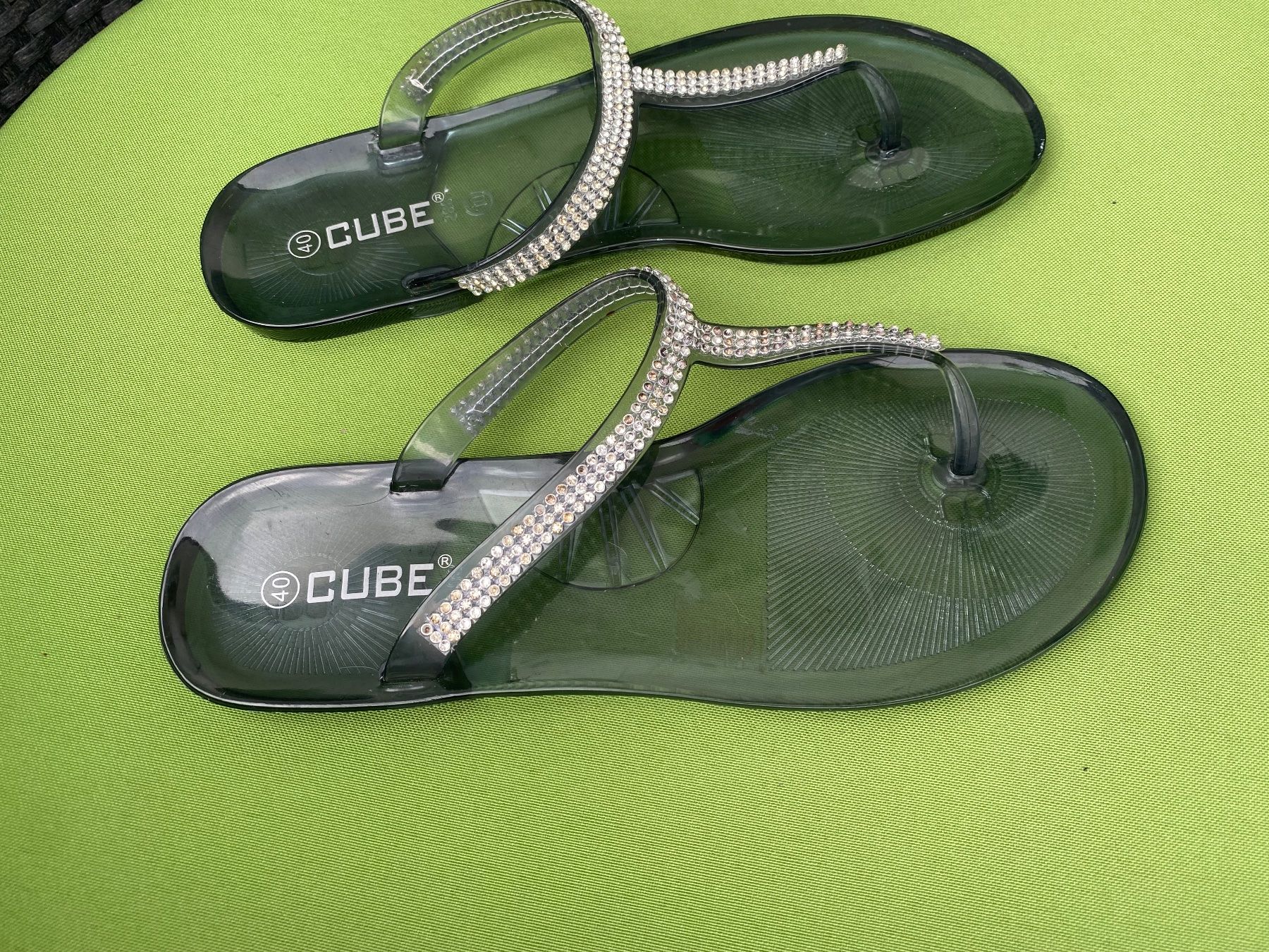 Cube Damenschuhe: SUMMERTIME - stylische Flip-Flops mit Décor, rauchblau, 40 – Gebraucht aus Winkel von ferrari2022 1
