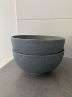 Lot de 2 grands bols en céramique bleu gris peu utilisés
