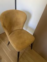 Lot de 6 chaises moutarde en tissu rembourré