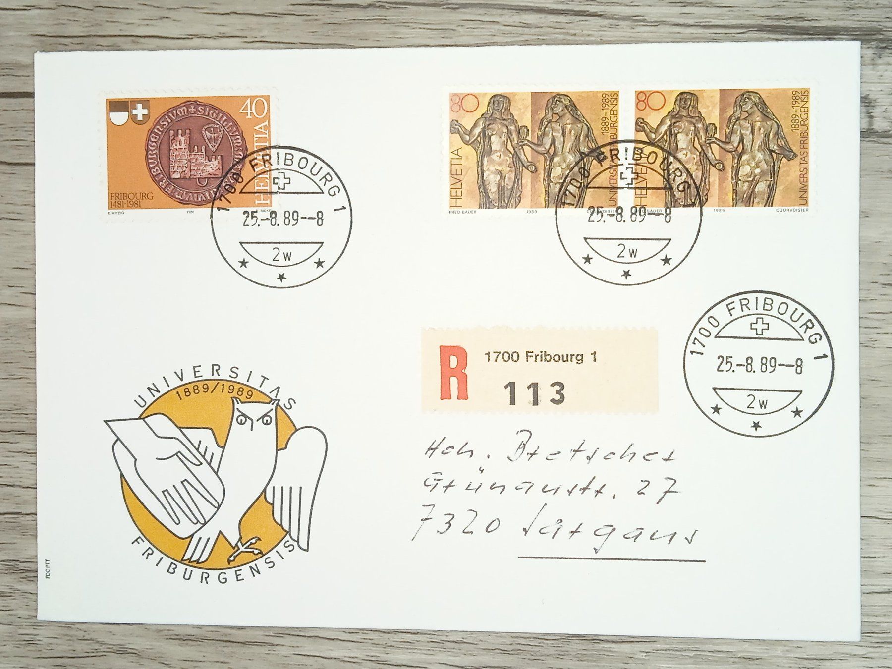 Tutti i francobolli: TR17 Enveloppe + Timbre Suisse 1989 – Usato da Cousset venduto da Patrick_Collections