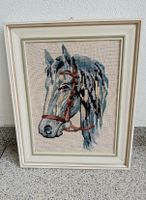 Vintage Gobelin-Bild Pferd Handarbeit im Echtholzramen