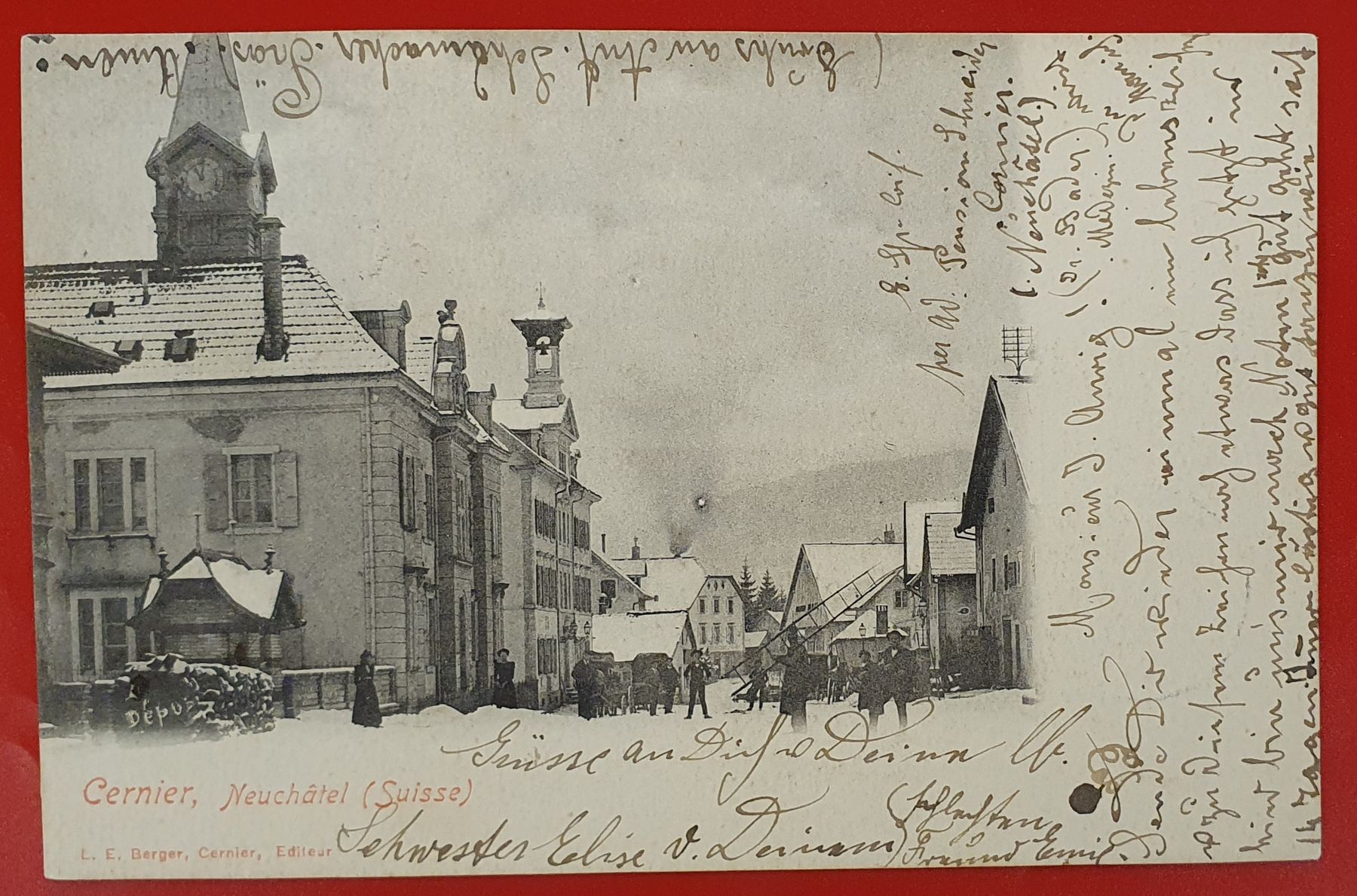 Cartoline postali: Cernier 1900 - Dorfpartie im Winter – Usato da Kreuzlingen venduto da Rschweiz1