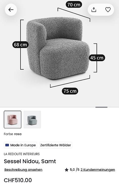Fauteuils: Sessel La Redoute – Neuf avec emballage d'origine à Muri b. Bern par DaliborkaD 1