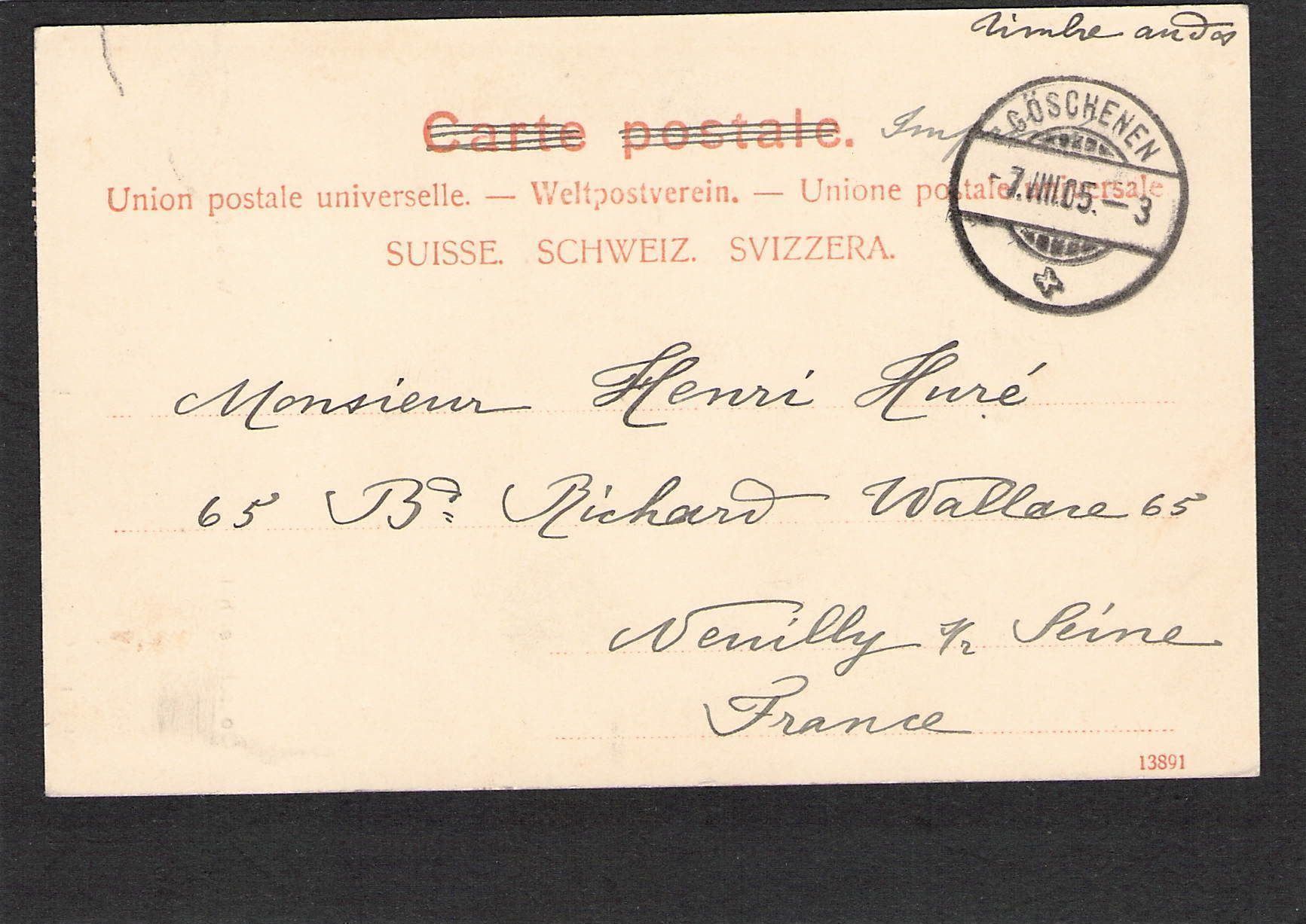 Cartoline postali: AK,UR Goeschenerthal , 1905 – Usato da Reichenburg venduto da Pipo-67 1