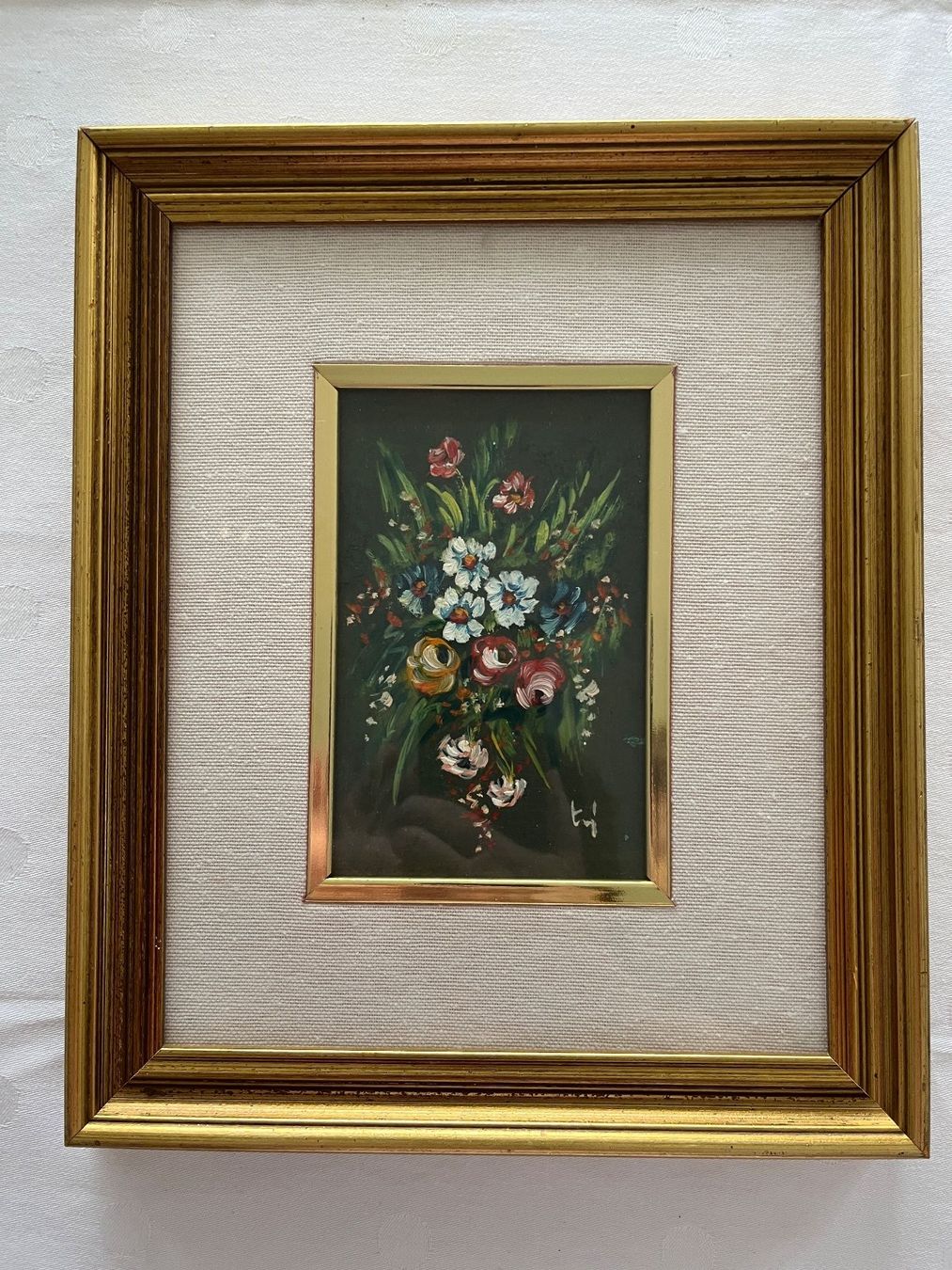Gemälde: Blumen Stillleben Gemälde mit Goldrahmen – Gebraucht aus Stetten AG von Brissago25