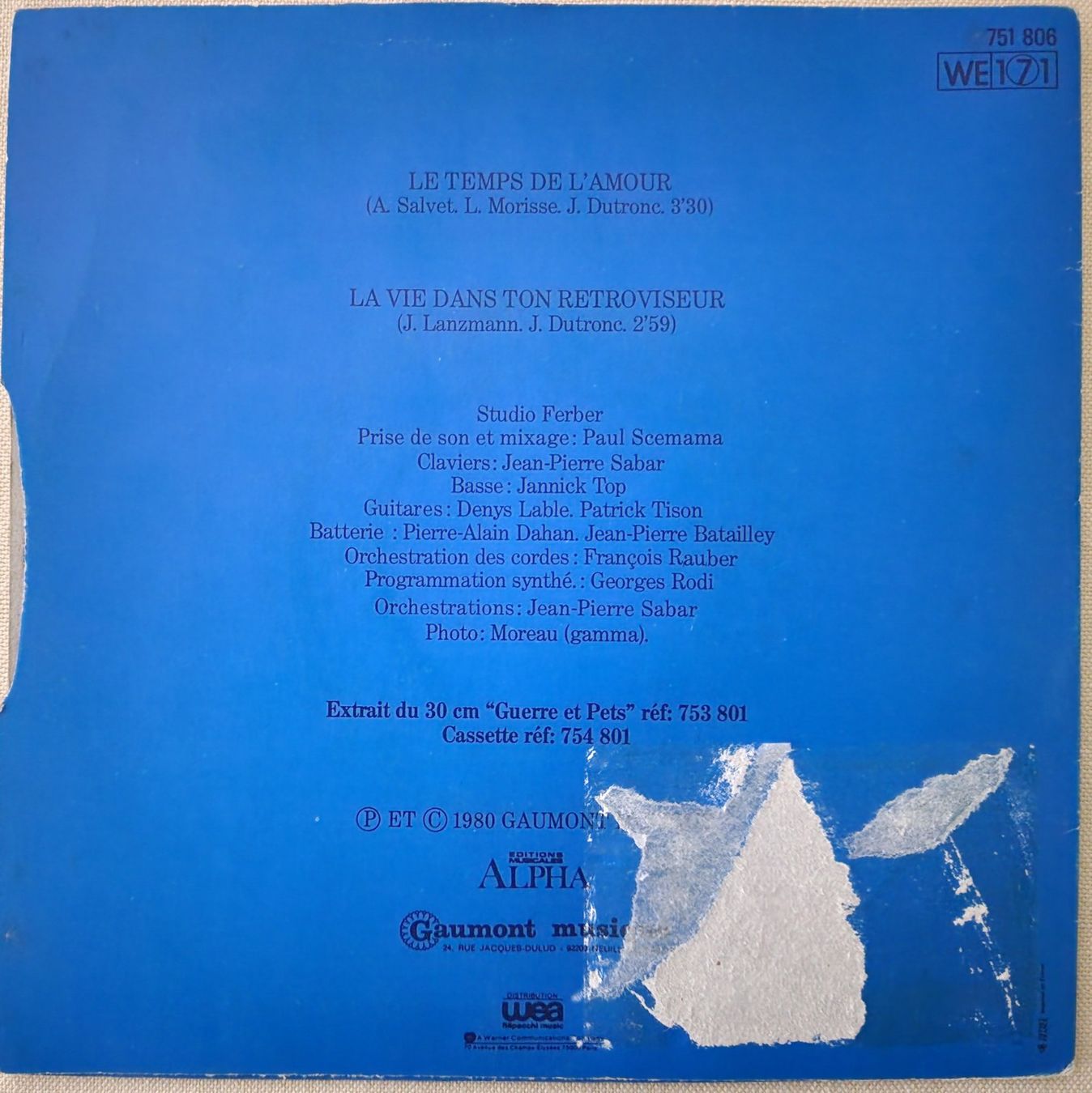 Dischi in vinile: Jacques-Dutronc Single - Le-Temps-De-Lamour – Usato da Root venduto da atelier22 1