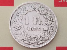 1 Franken 1906 ss-vz, nur 0,7 Mio!