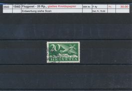 1940 Flugpost - 20 Rp., glattes Papier, gestempelt