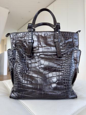 Francesco Biasia Alligator Print Calf Leather Tote Bag