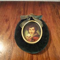 Antikes Herrenportrait Miniatur Goldrahmen Sammler