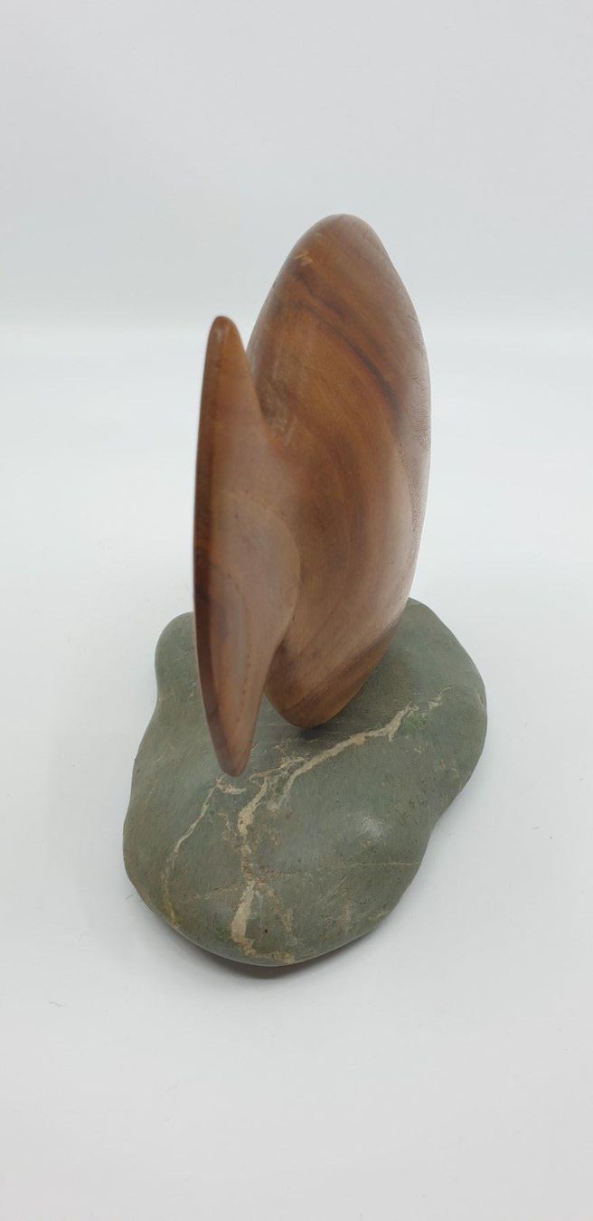 Figuren: Mid Century Figur, Holzfisch auf Stein – Gebraucht aus Emmen von magelan 3