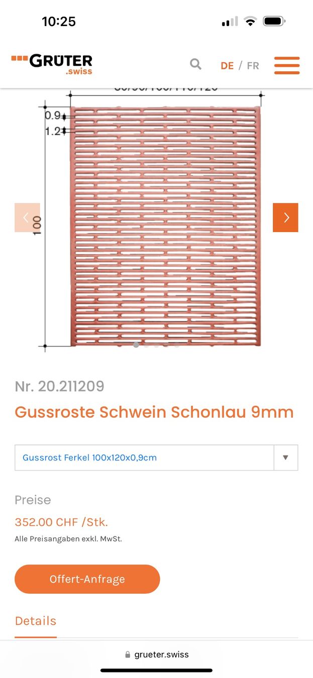 Altre attrezzature per stalle: Gussroste 120x80 10mm – Usato da Bätterkinden venduto da rip2000 2