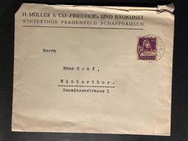 Schweiz 1933 Bedarfsbrief 10 Rp. Tell H.Müller Friedhofkunst