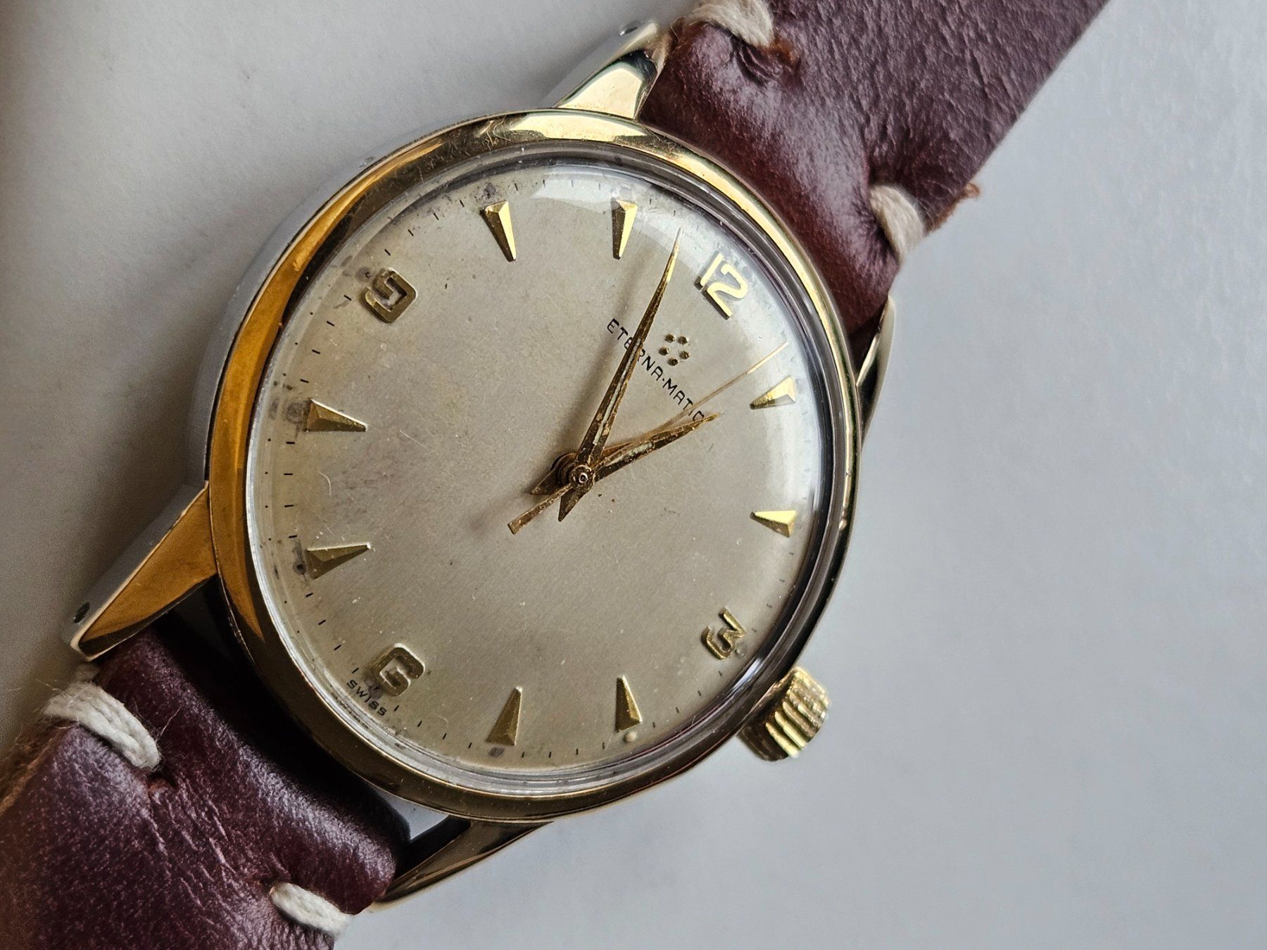 Eterna Orologi: Eterna-Matic 1952 Goldkappe mit Box – Usato da Berikon venduto da mmm21 2