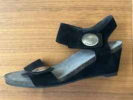 Cashott Copenhagen Sandalen Keilabsatz Schwarz Klett Gr.41
